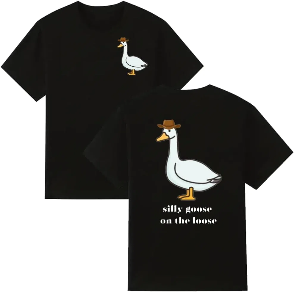 Женская футболка с принтом Silly Goose On The Loose, Black