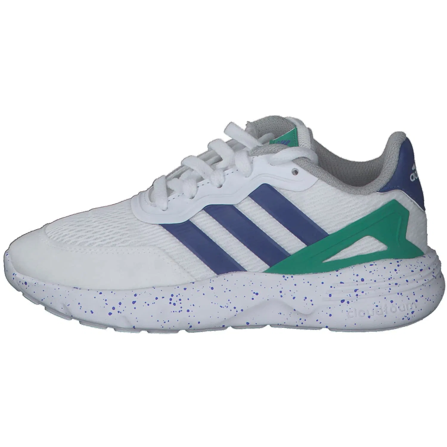 Детские кроссовки с шнуровкой Nebzed Lifestyle Lace Running Shoes Adidas, Cloud White Team Royal Blue Core Green — фото 2