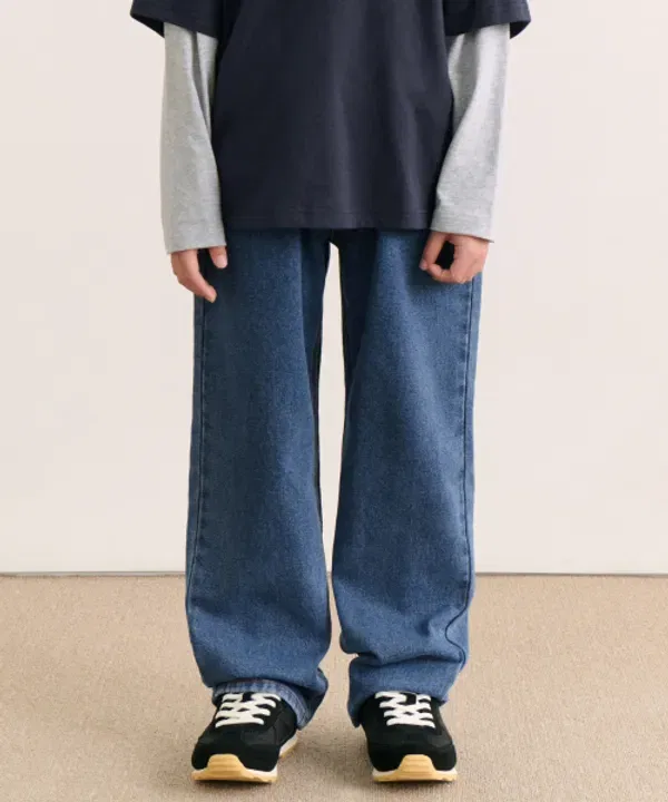 Джинсы утепленные прямого кроя на резинке, Musinsa Standard Kids, Medium Indigo
