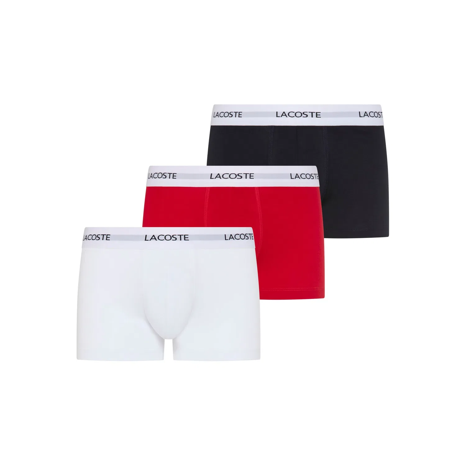 Мужские трусы-боксеры из хлопка с эластаном Lacoste, White/Red/Blue