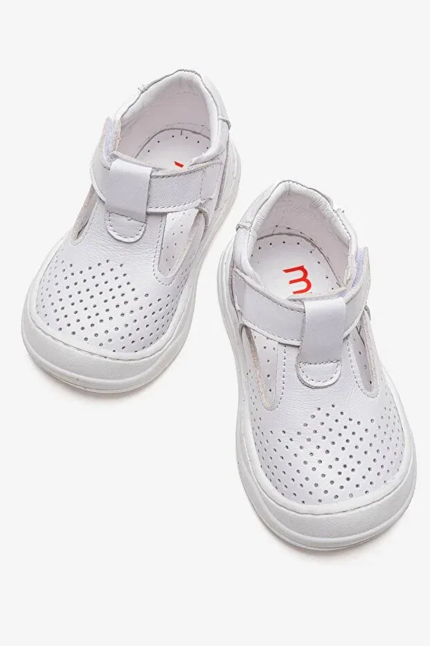 Детские кроссовки для ходьбы из натуральной кожи Mnpc, White — фото 3