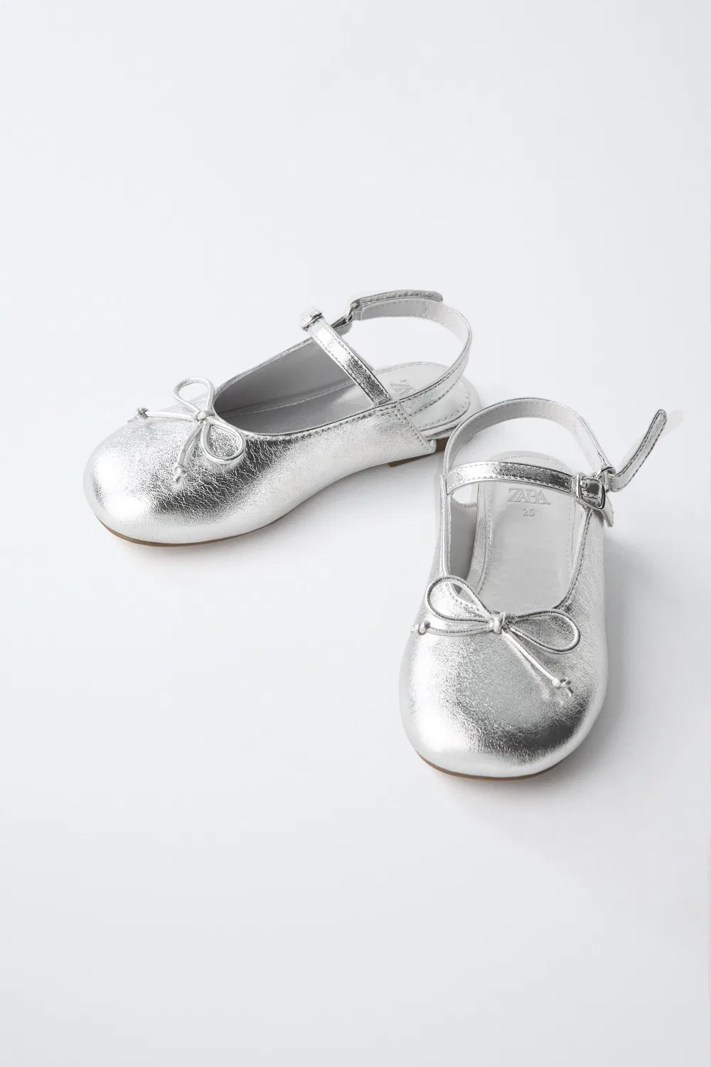 Металлические балетки с ремешком на пятке ZARA, Silver — фото 3