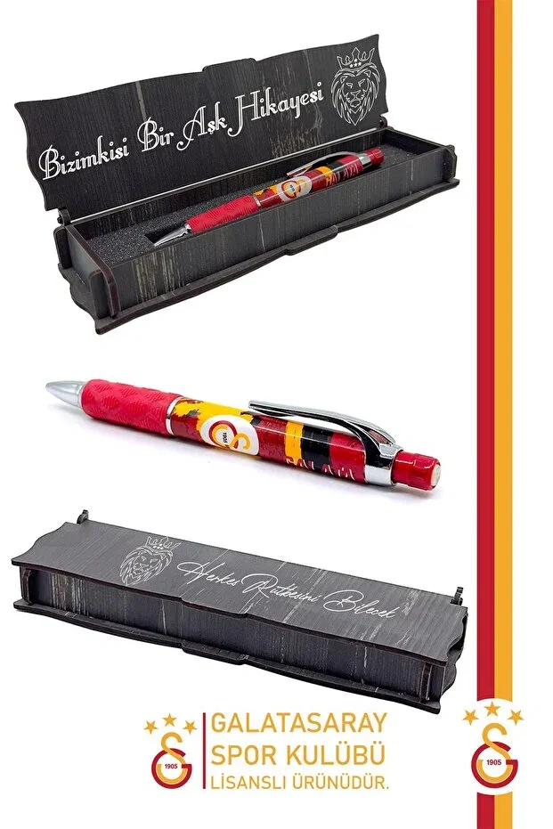 Детские свитшот для девочек с принтом Genuine licensed big logo kids sweat + nib pen set Galatasaray, Black-Red Pen Set — фото 4