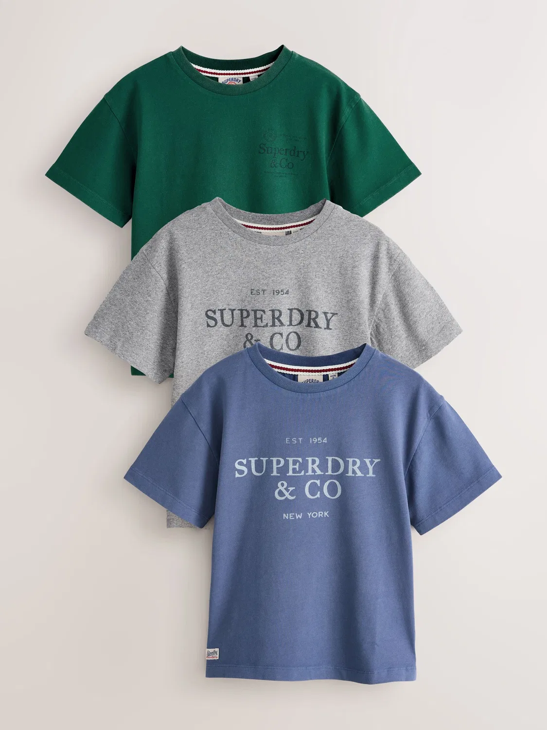 Футболки 3 шт., набор Superdry, зеленый/синий
