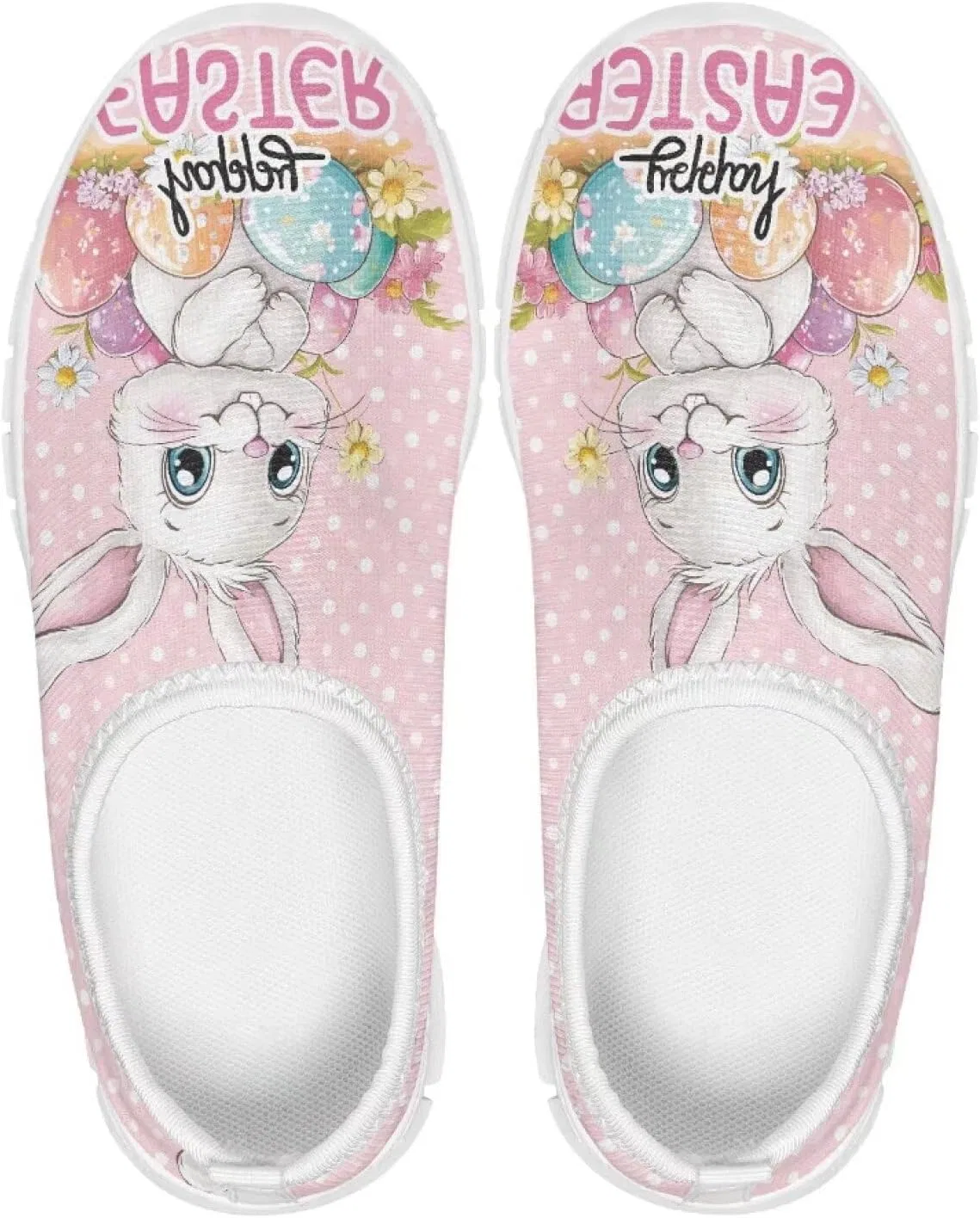 Детские кеды на шнуровке с нескользящей подошвой Rweroyiu, Easter Bunny Pink — фото 4