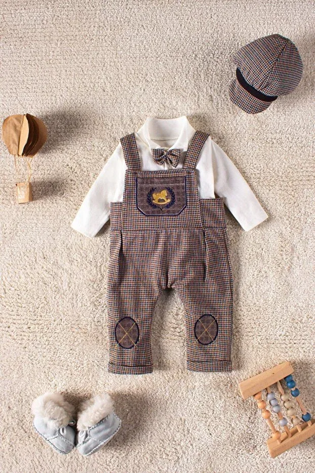 Детский комбинезон с принтом Horse Patterned Slopet Set with Cap Mai Perla, Brown — фото 3