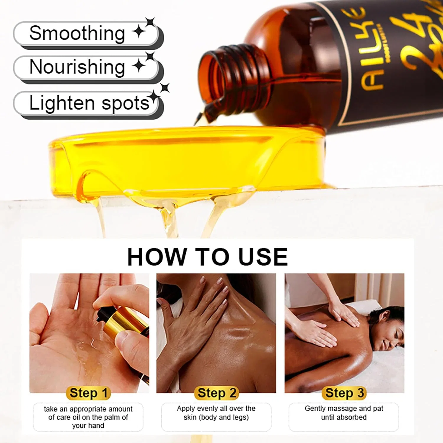 Масло для тела AILKE 24k Gold Perfect Flawlessly, 200 мл, набор 3 шт Ailke Boost Luster — фото 4