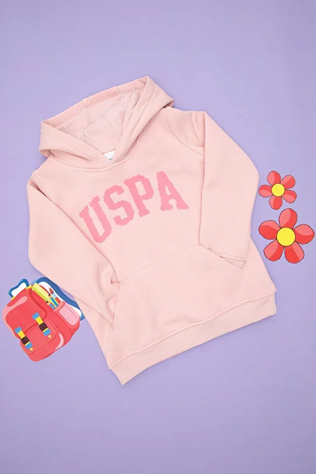 Детское худи для девочек с капюшоном U.S. Polo Assn., Powder Pink