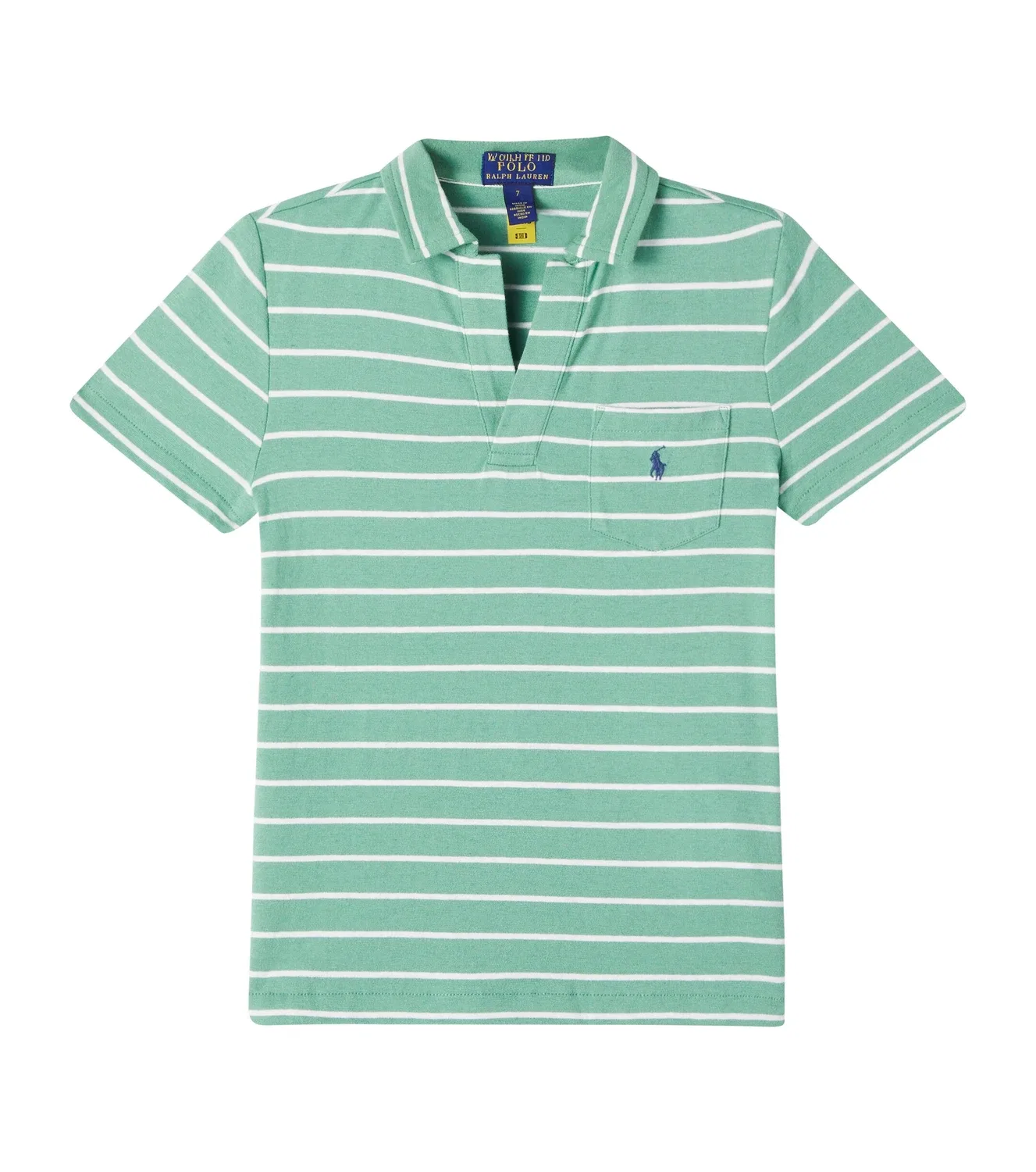 Поло из хлопка и льна в полоску Polo Ralph Lauren Kids, зеленый