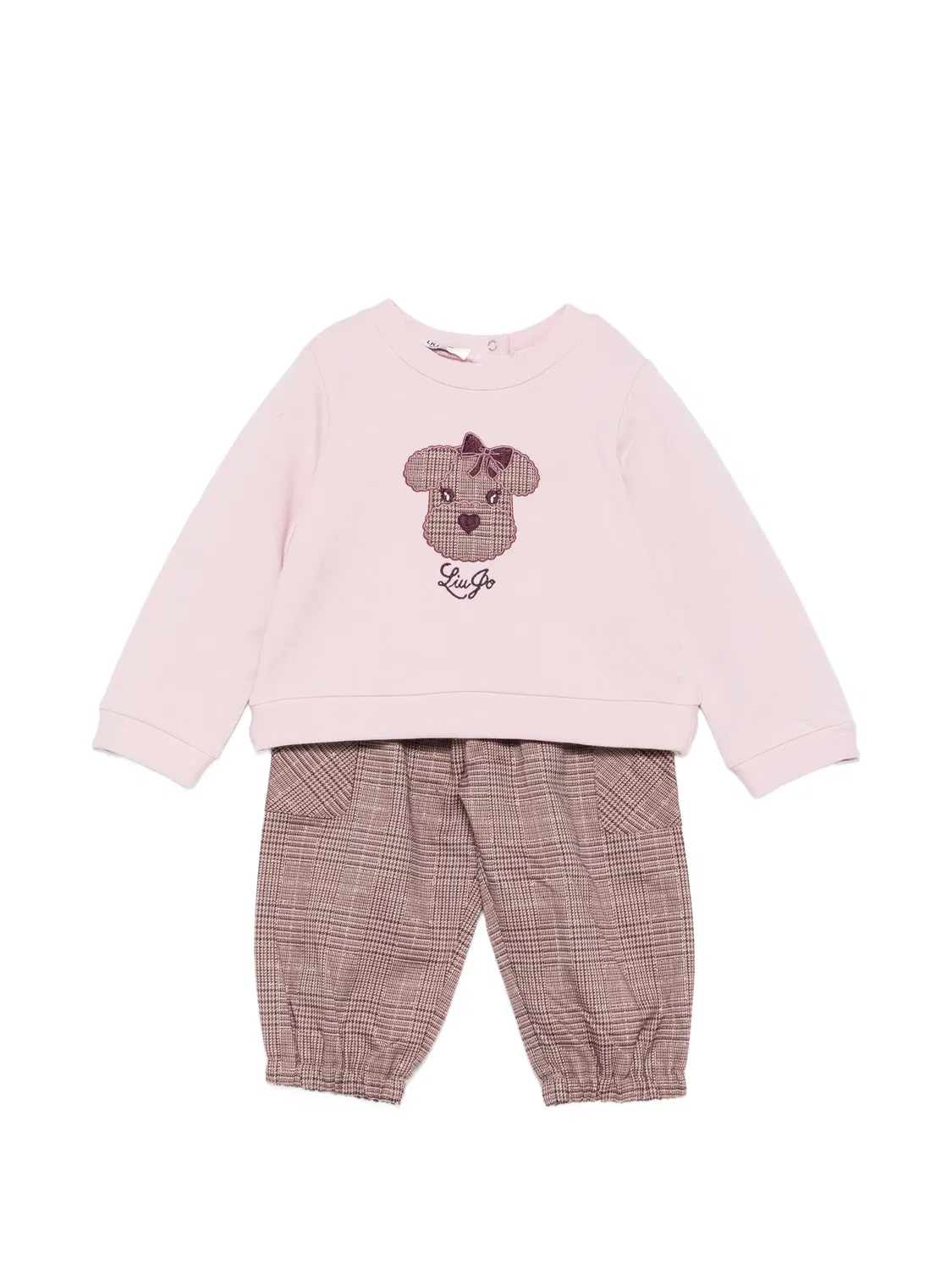 Комплект из топа с нашивкой и брюк в клетку Liu Jo Kids, розовый
