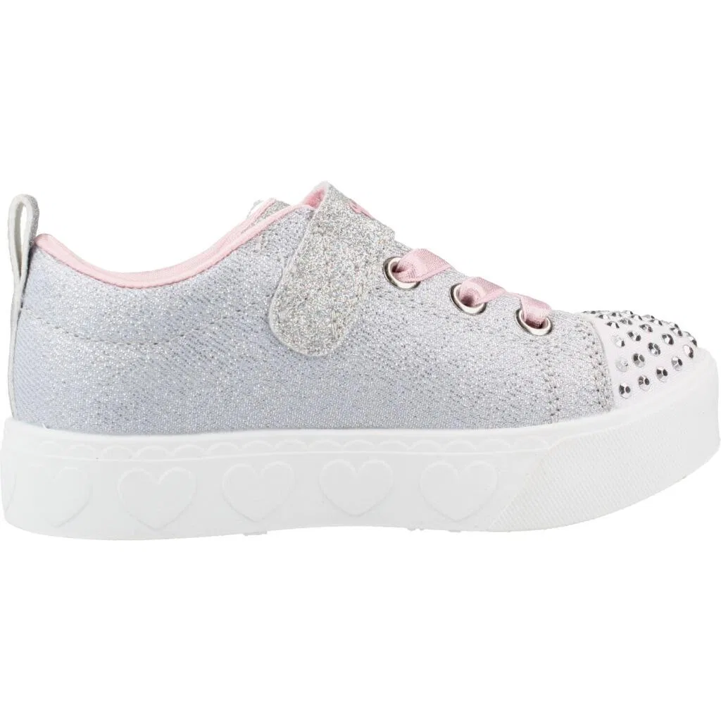 Детские кроссовки с принтом Skechers Heart Steps Shimmer Sweetie, Серебряный / Розовый — фото 4
