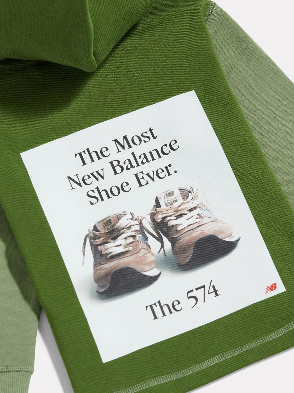 Худи New Balance Green 574 Shoe Graphic FT, зеленый — фото 3