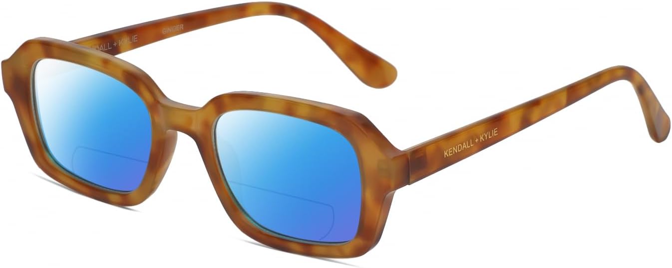 

Солнцезащитные очки для чтения Calabria K+K GINGER Hexagon Polarized BiFocal для женщин, модные дизайнерские очки с бифокальными линзами, Golden Tortoise Havana/Blue Mirror Lens