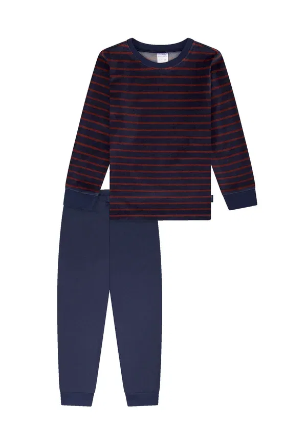 Пижамный комплект из велюра Set Schiesser, Dark Blue, темно-синий
