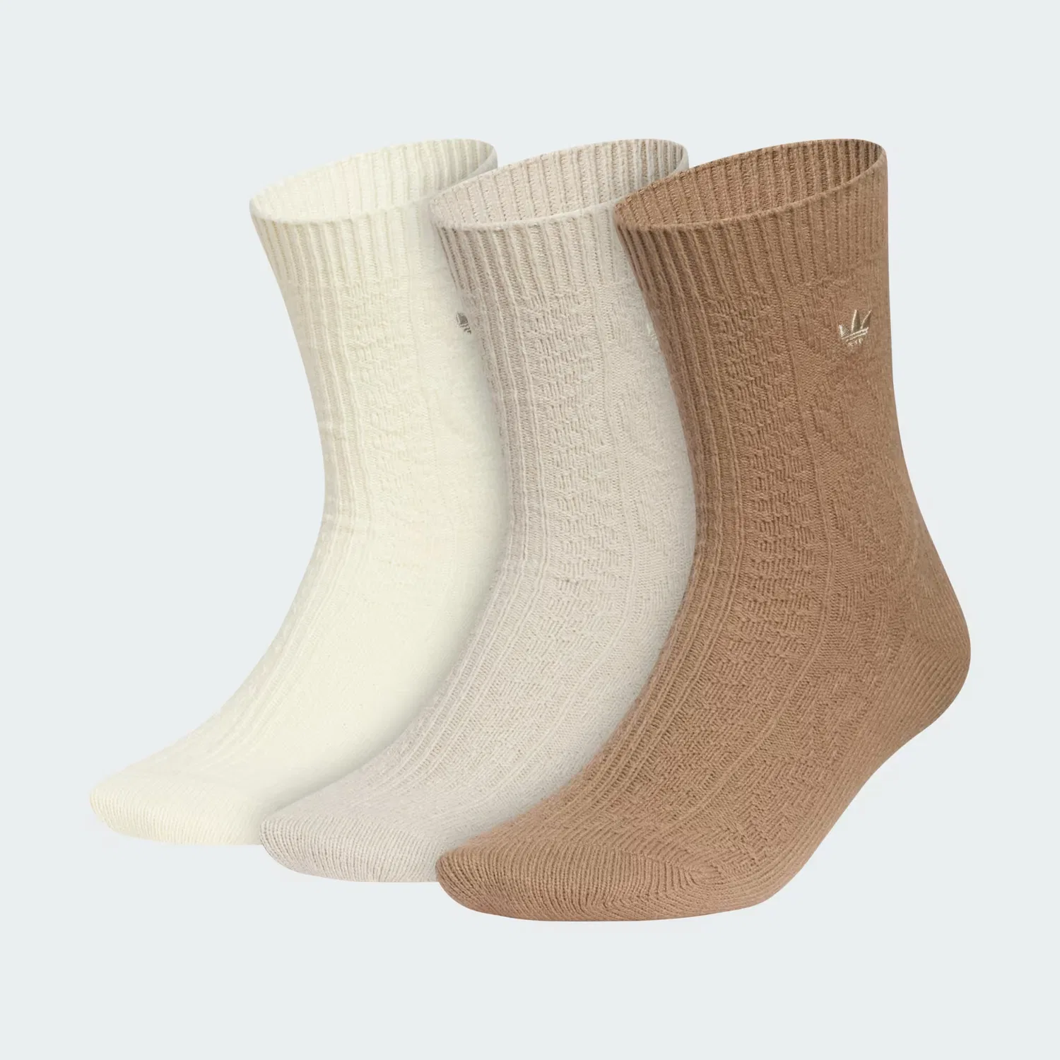 Носки с косами, набор из 3 пар, u ori cable knit Adidas Originals, теплая ваниль/хаки