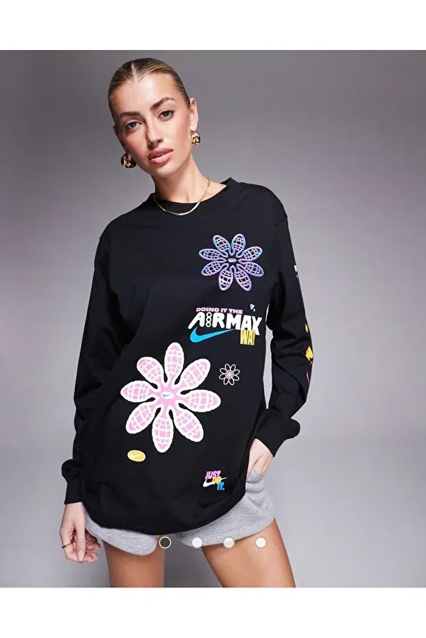 Женская футболка с длинным рукавом с принтом Sportswear Essentials Nike, Black