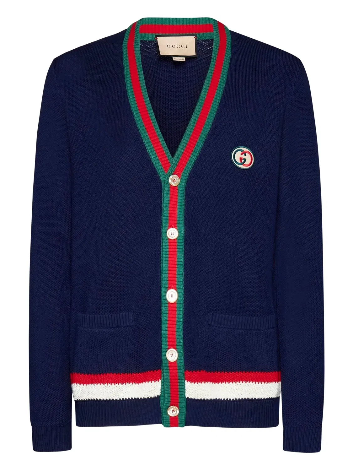 Gucci Кардиган темно-синий с Web-полоской