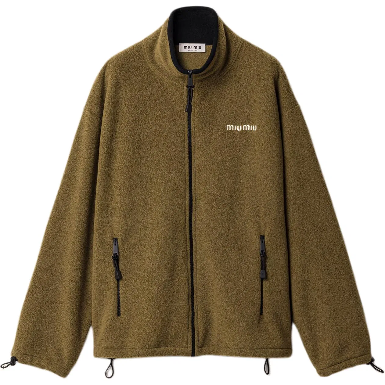 Женское бархатное пальто с воротником-стойкой, утепленное, Forest Green, MIU MIU