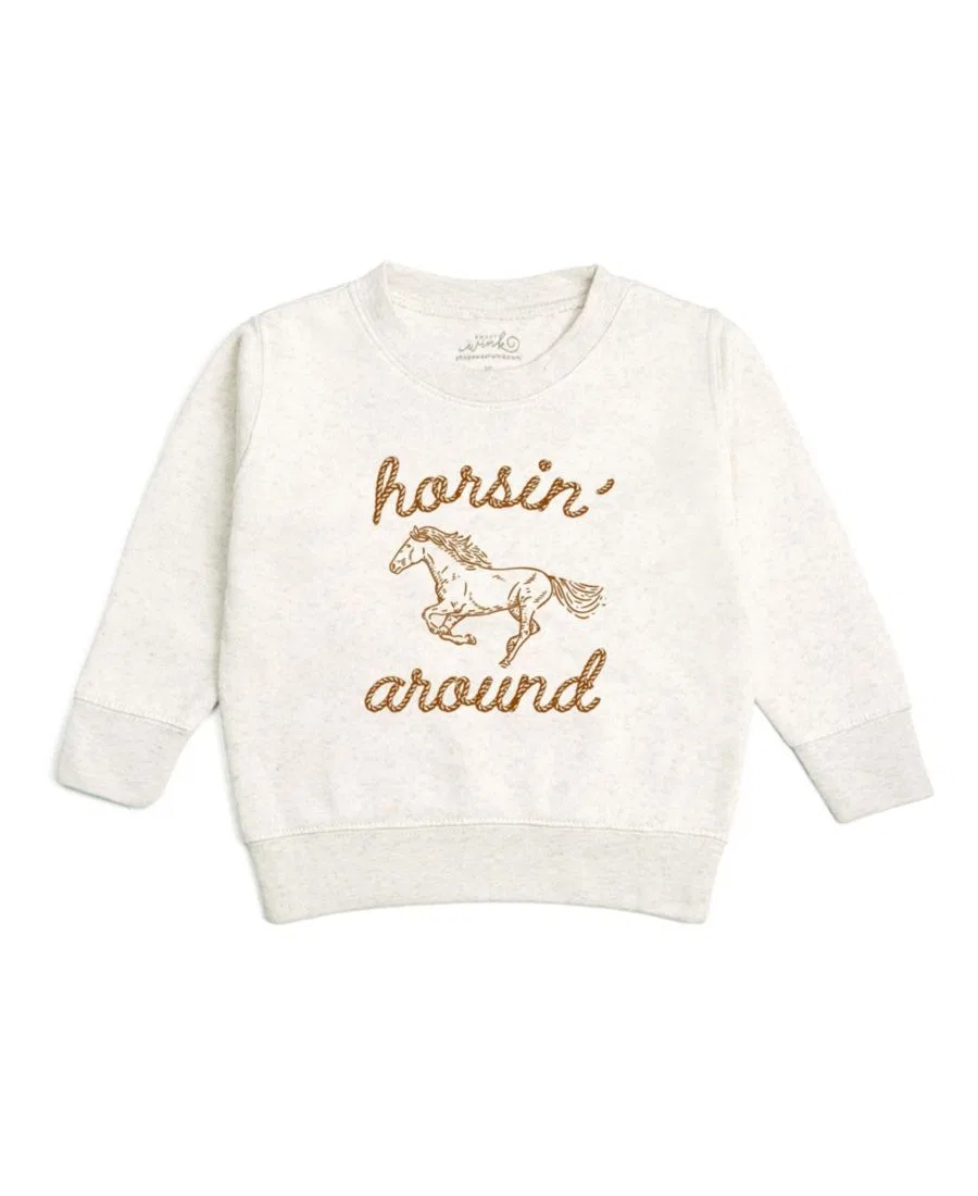 Детский свитшот с принтом Horsin Around Sweet Wink, Natural Heather
