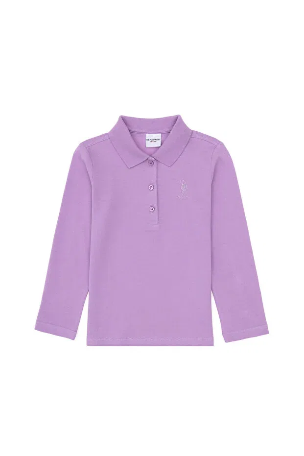 Детские свитшот для девочек с воротником-поло U.S. Polo Assn., Lilac — фото 3