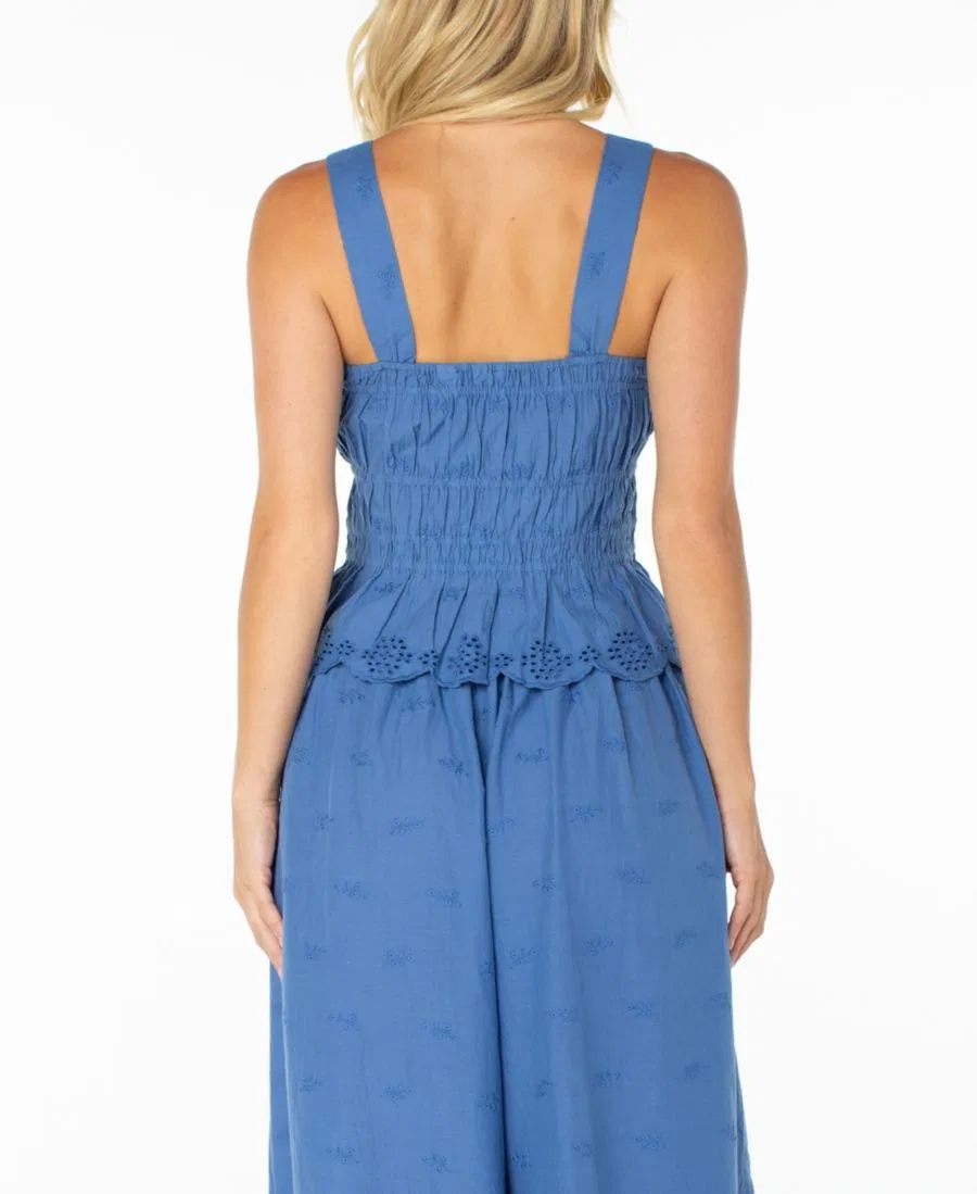 Топ с рюшами West Reef Ruched Straight Neck Tank Top Roxy, Dutch Blue Solid — фото 4