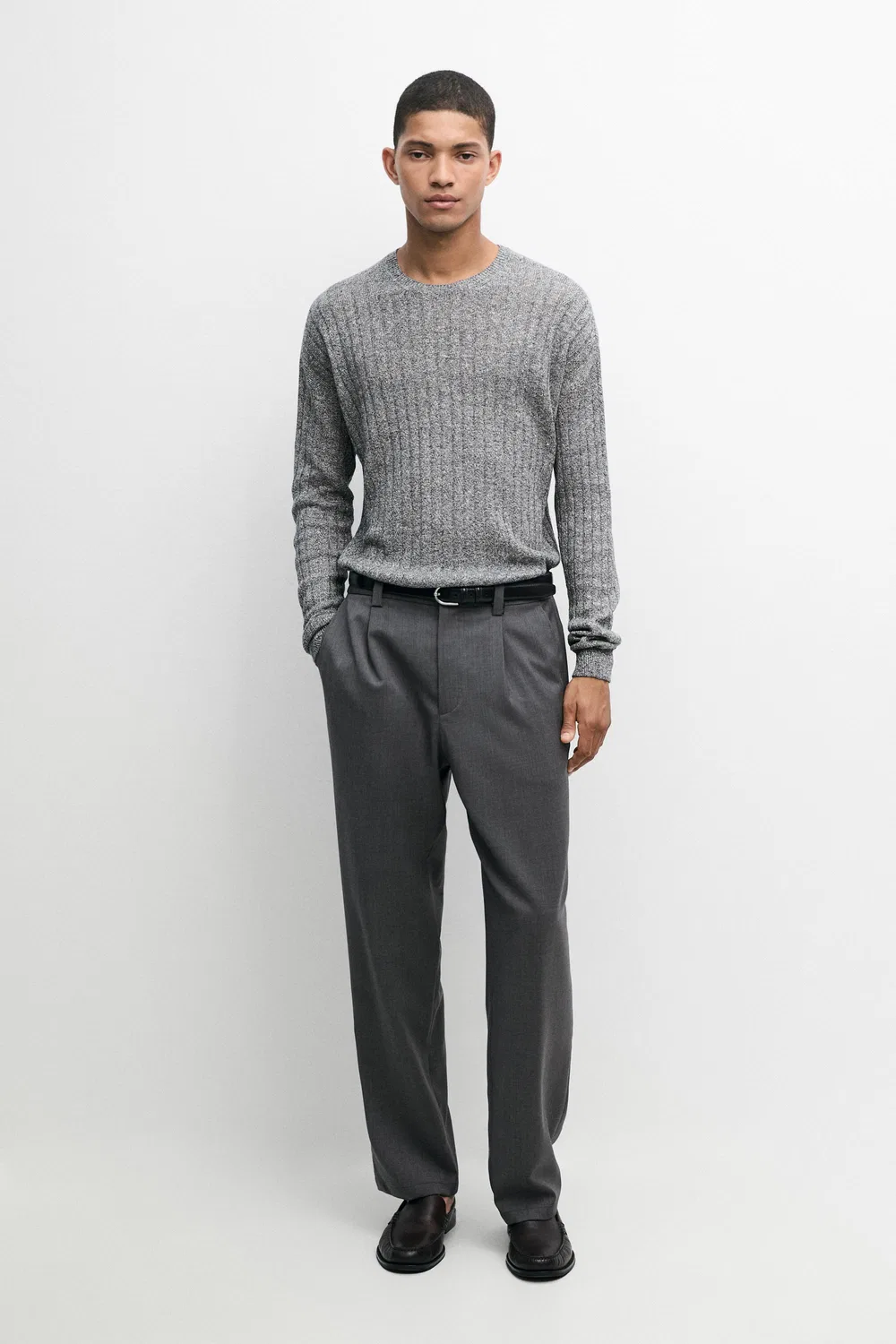 Брюки Massimo Dutti 100% Wool Straight-Leg, серый — фото 3