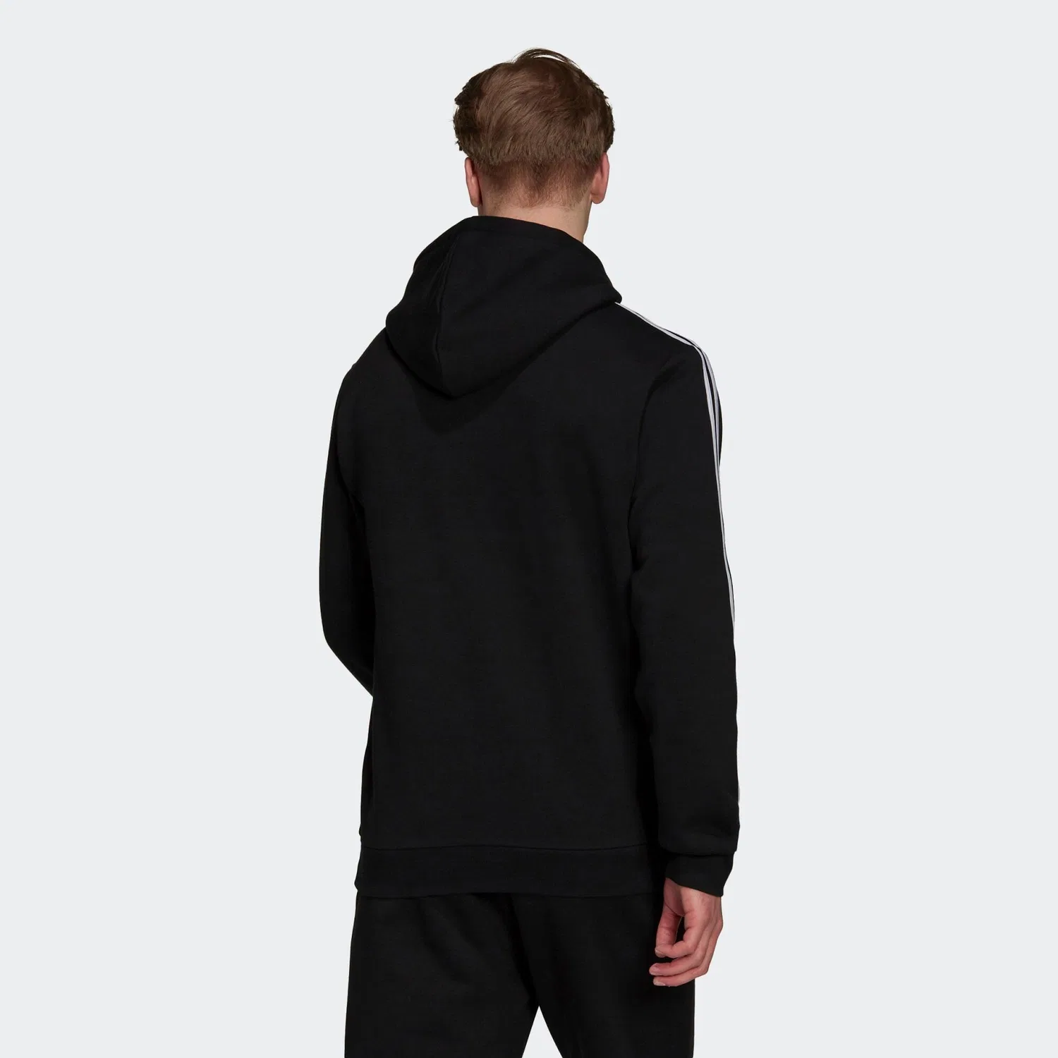 Мужское худи с флисом Essentials Fleece 3-Streifen Logo Hoodie Adidas, Schwarz Weiss — фото 4