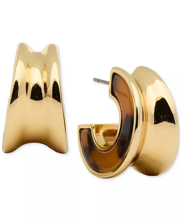 

Маленькие серьги-кольца золотистого оттенка с черепаховой отделкой, 0,82 дюйма Kate Spade New York, tortoise