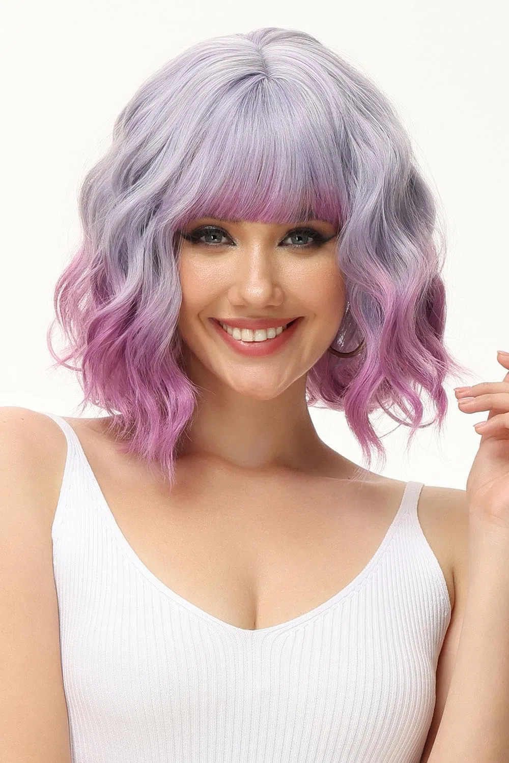 Женский парик «Wigs Purple» с кудрявыми волнистыми волосами от Luxiremi Luxiremi, Purple — фото 2