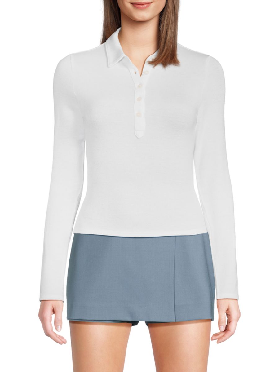 

Рубашка-поло Lea с длинным рукавом rag & bone, белый