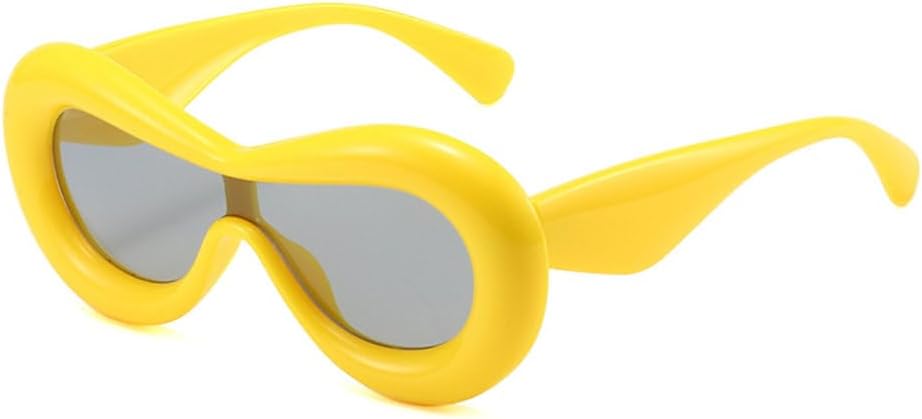 

Ретро-солнцезащитные очки конфетных цветов для женщин, роскошные, модные, с широкими дужками, для мужчин, в стиле панк, трендовые солнцезащитные очки UV400 TYUVIVO, Yellow Grey