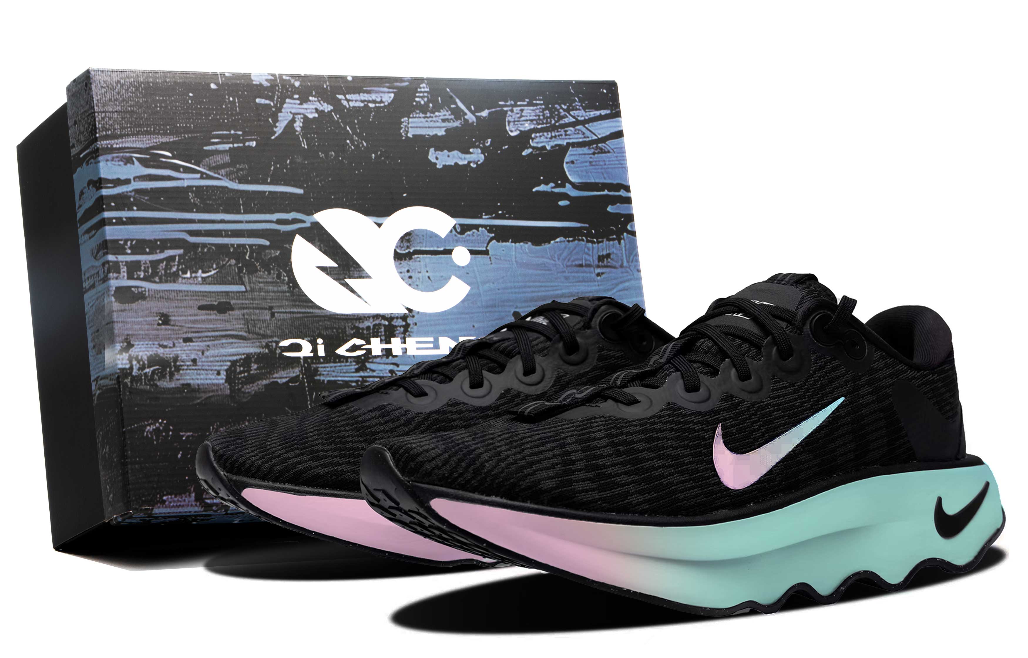 

Мужские повседневные кроссовки Motiva Anti-Slip Wear-Resistant Low-Top для бега черные розовые Nike, черный/розовый