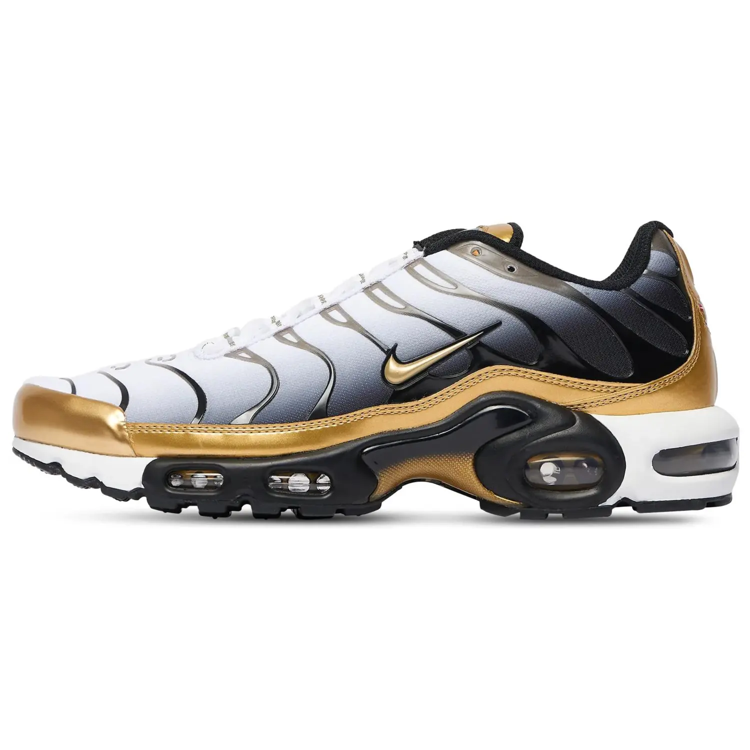 

Air Max Plus Low топ Беговые кроссовки Мужские Nike, белый/черный/золотой