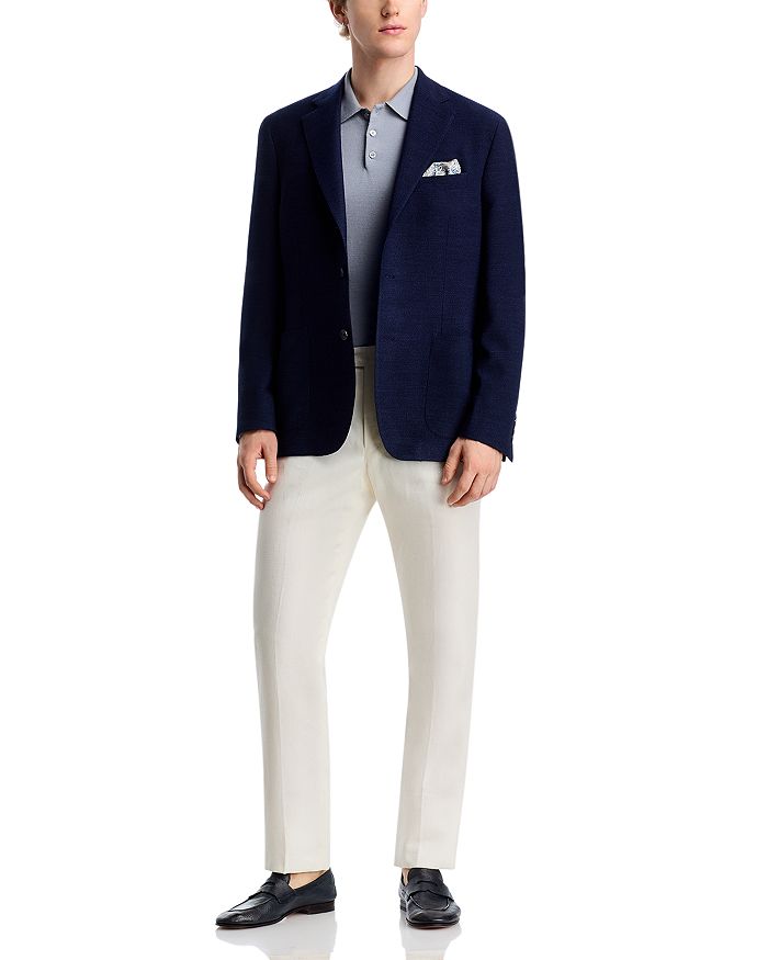 

Спортивное пальто Slim Fit Unstructured из шерстяного трикотажного пике Vince, синий