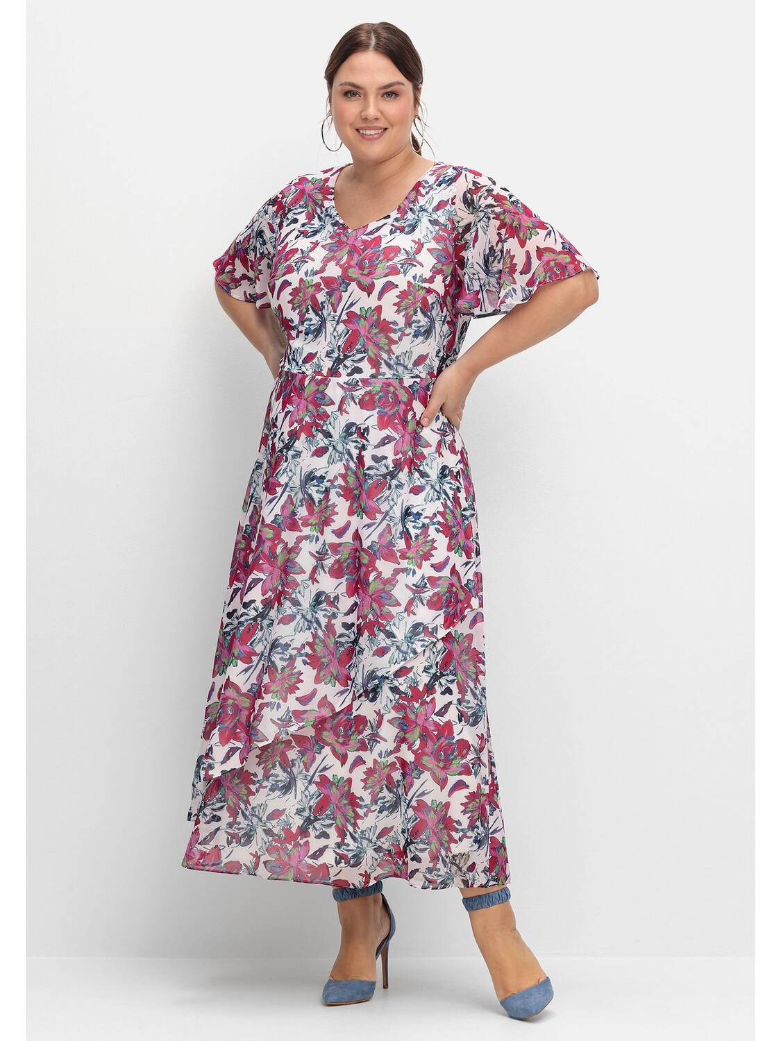

Платье sheego Chiffon, цвет beere gemustert