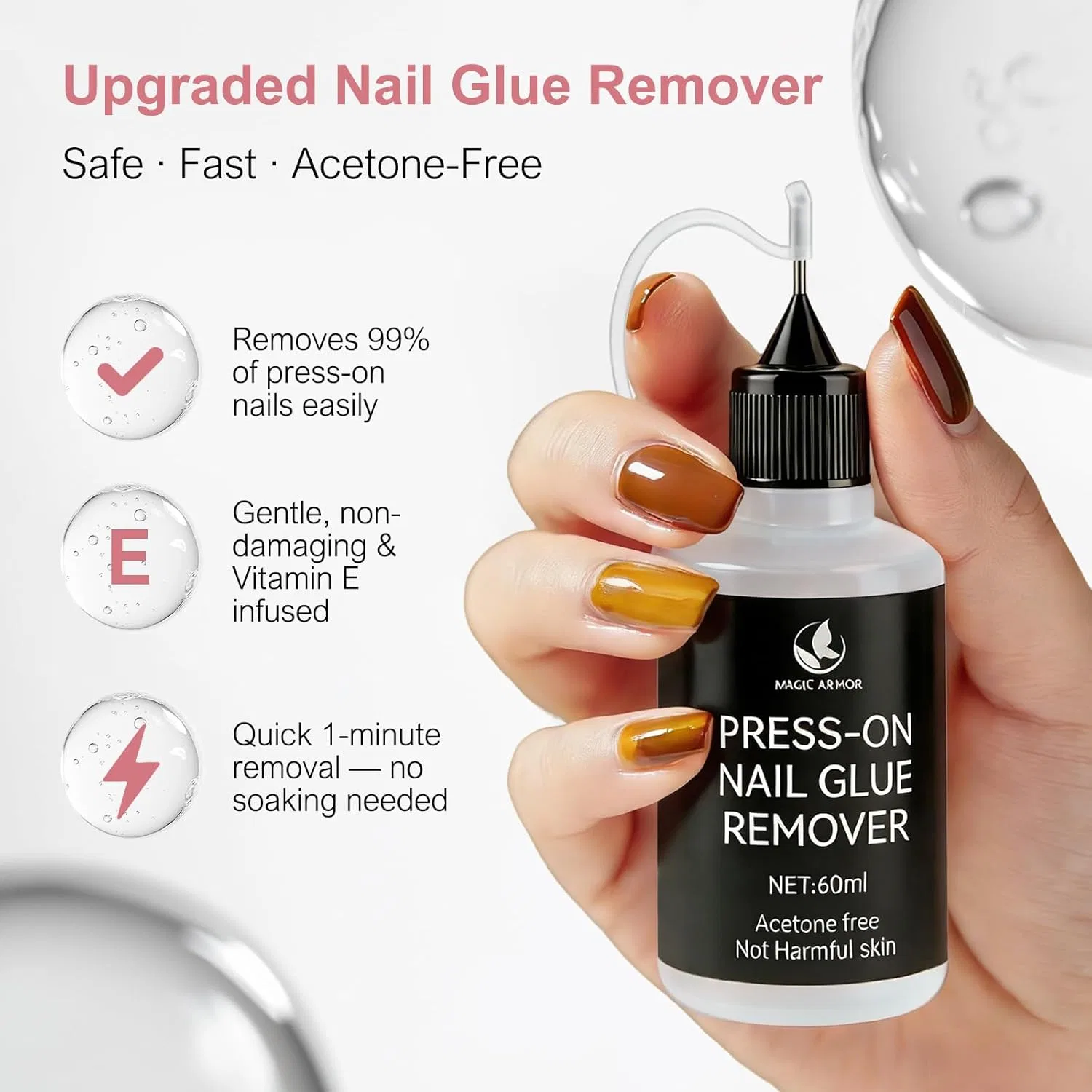 Средство для снятия клея для накладных ногтей 60 мл Magic Armor, 60 Ml Nail Glue Remover — фото 2