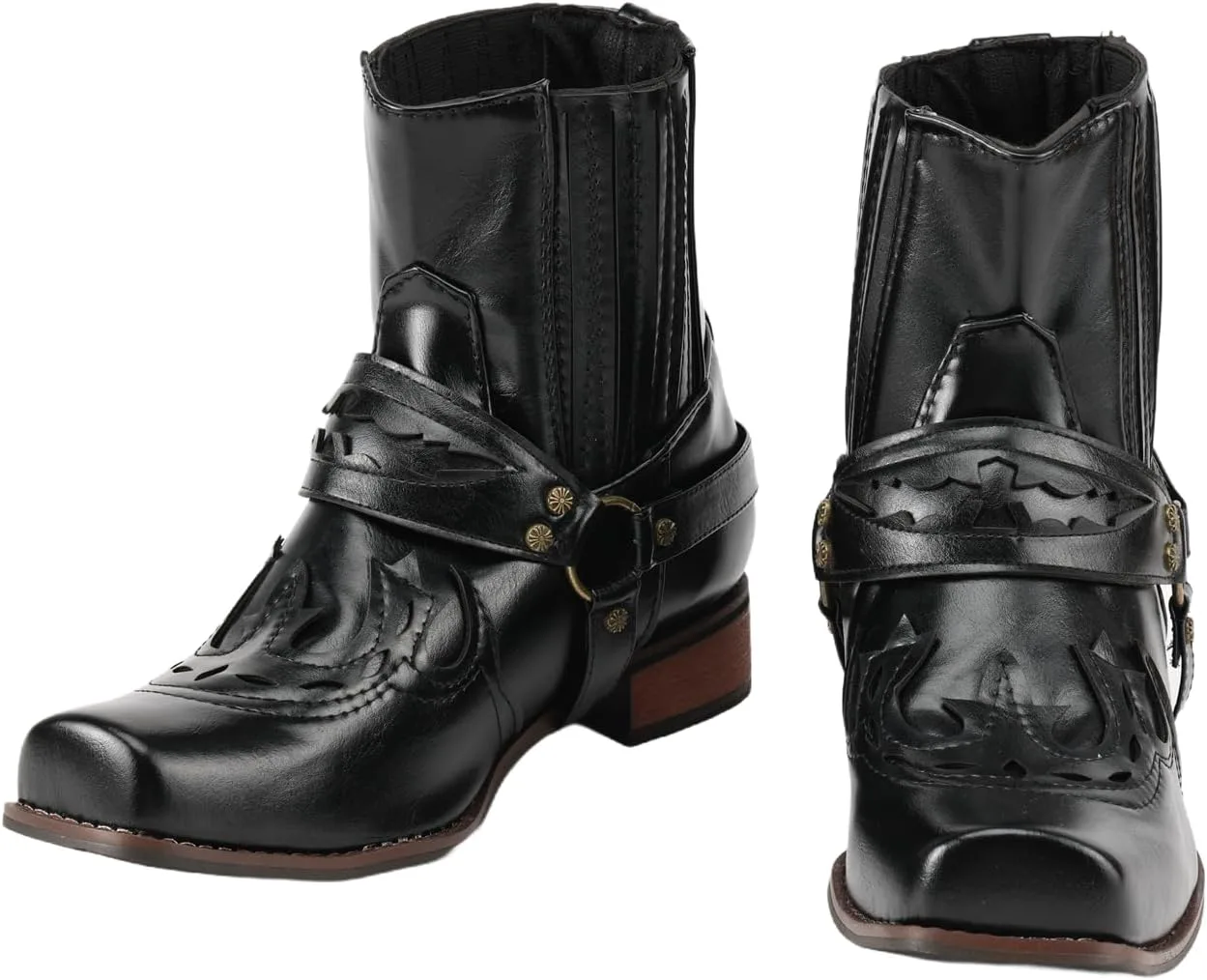 

Мужские ковбойские сапоги с классической вышивкой, из искусственной кожи, с противоскользящим покрытием, в стиле кантри Helltaker, черный