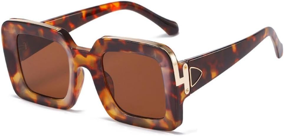 

Модные квадратные солнцезащитные очки для женщин, большие оправы с цветочным рисунком, ретро-солнцезащитные очки в стиле стимпанк, пластиковые очки для женщин DSXLY, Leopard Brown