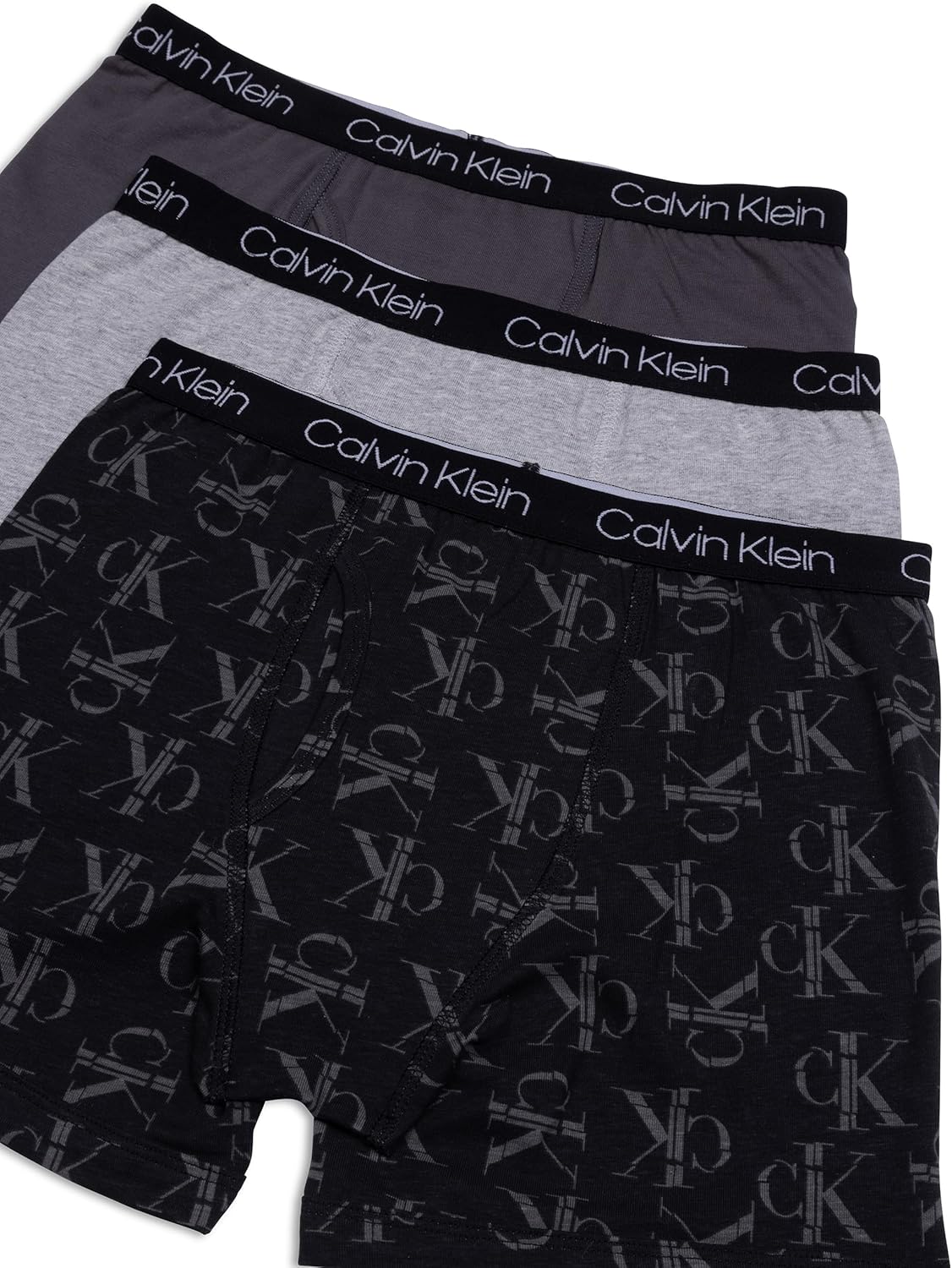 Комплект из 3 трусов-боксеров для мальчиков Calvin Klein, Black Ck Fractal/Heather Gray/Magnet — фото 2