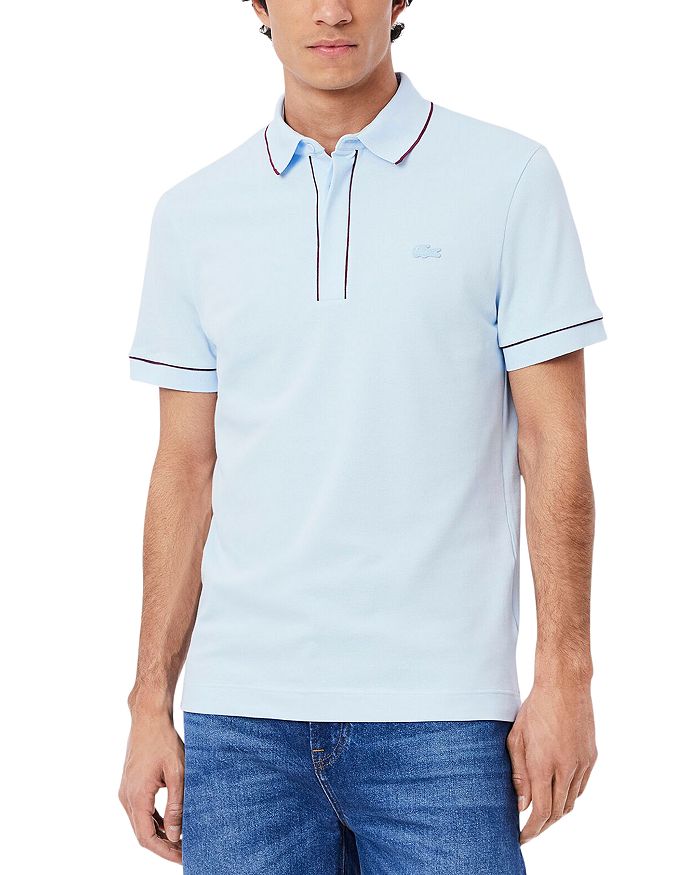 

Короткий рукав с контрастными манжетами, поло Lacoste, синий