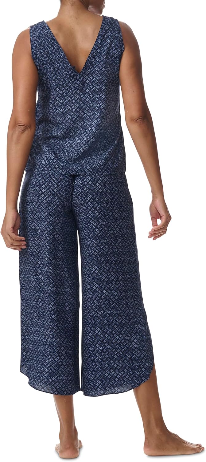 Женский пижамный комплект Tommy Hilfiger из майки и укороченных брюк, Allover Glyph/Sky Captain — фото 4