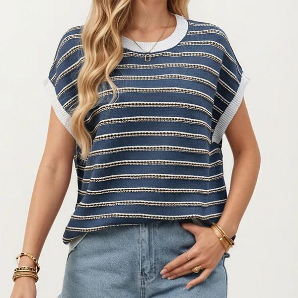 

Поло с коротким рукавом в полоску и контрастной резинкой Anna-Kaci, Navy, Синий, Поло с коротким рукавом в полоску и контрастной резинкой Anna-Kaci, Navy