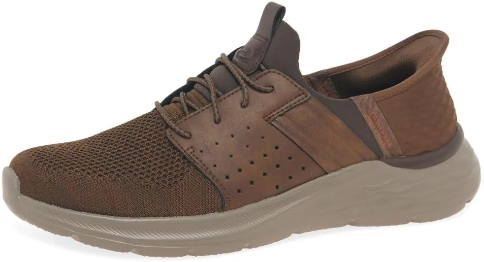 Туфли Skechers Garner Newick 210803 Men's Shoes, Dark Brown Textile Synthetic