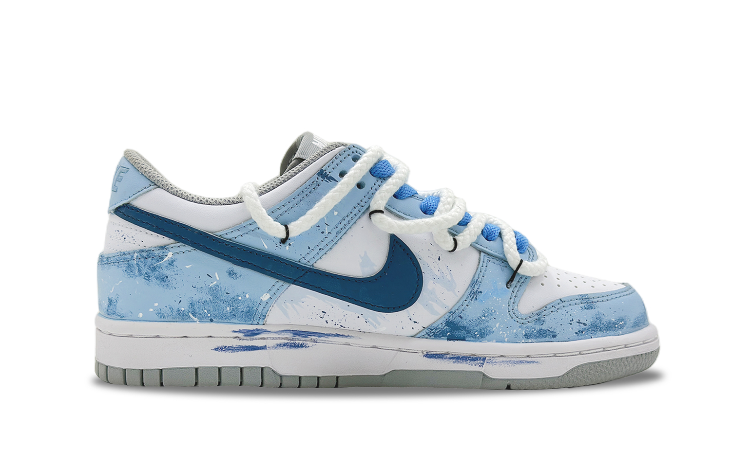 Nike Кроссовки для скейтбординга Dunk Funi Snow Mountains Snow Mountains из износостойкой кожи, низкие, синие, для подростков — фото 3