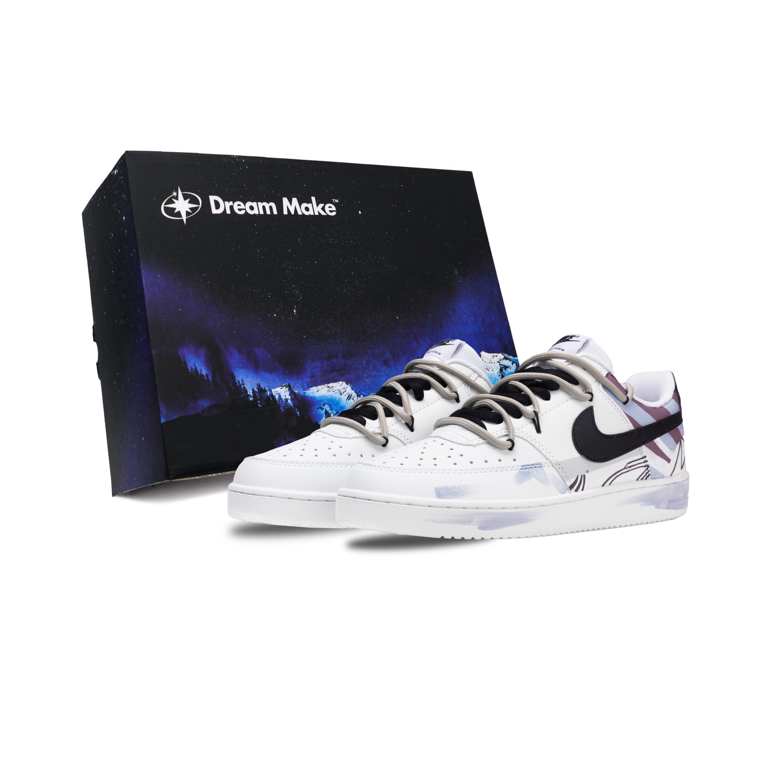 

Кроссовки для скейтбординга мужские Court Vision 1 Shadow Purple Realm Abrasion Resistant Low top Nike, белый