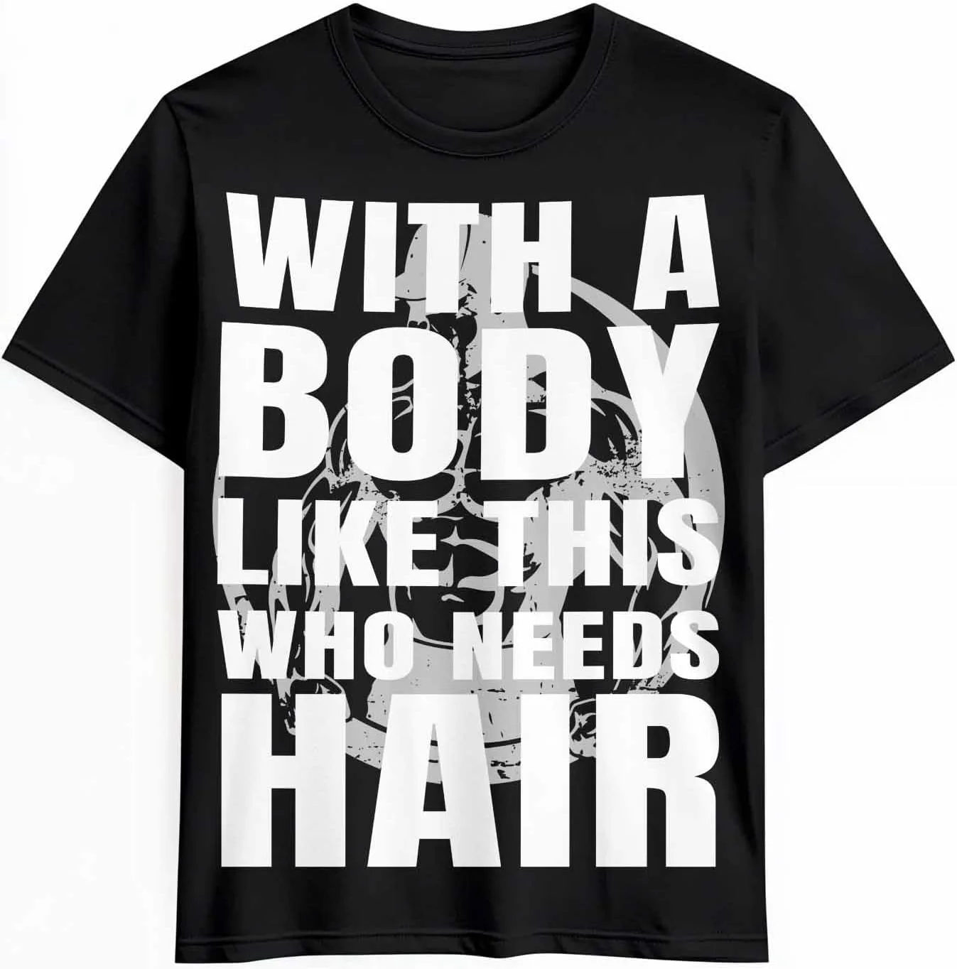 

Футболка мужская с принтом "A Body Like This Who Needs Hair" CosyBright