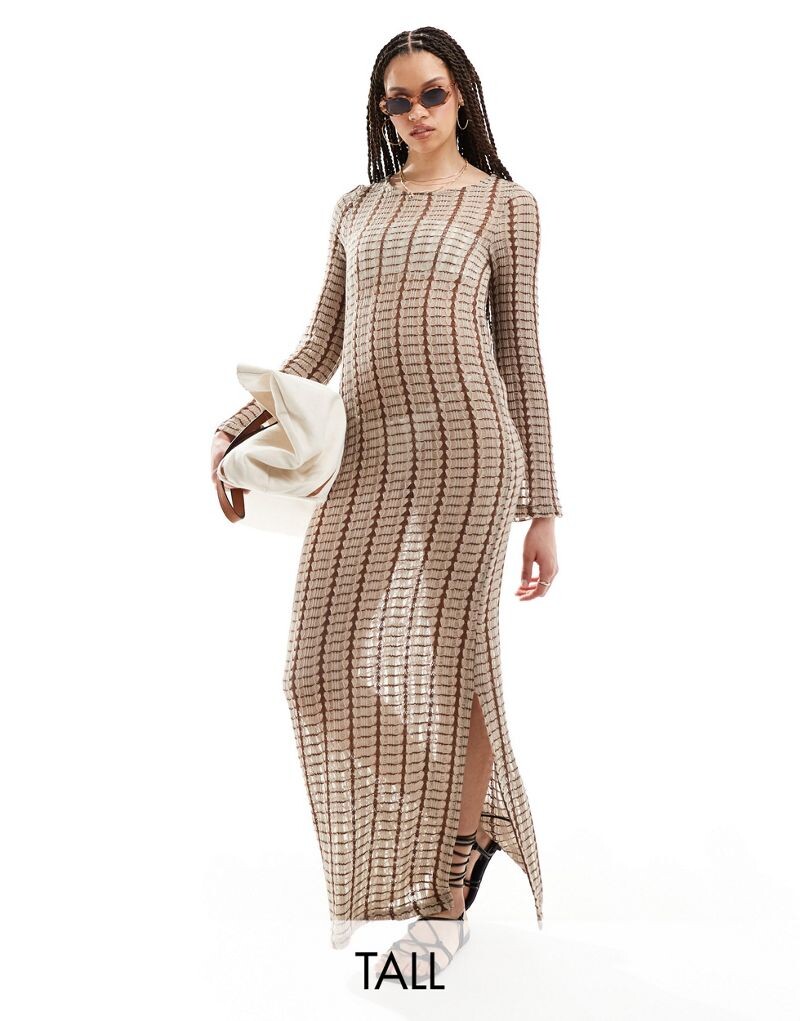 

Пляжное платье макси крючком Vero Moda Tall нейтрального цвета