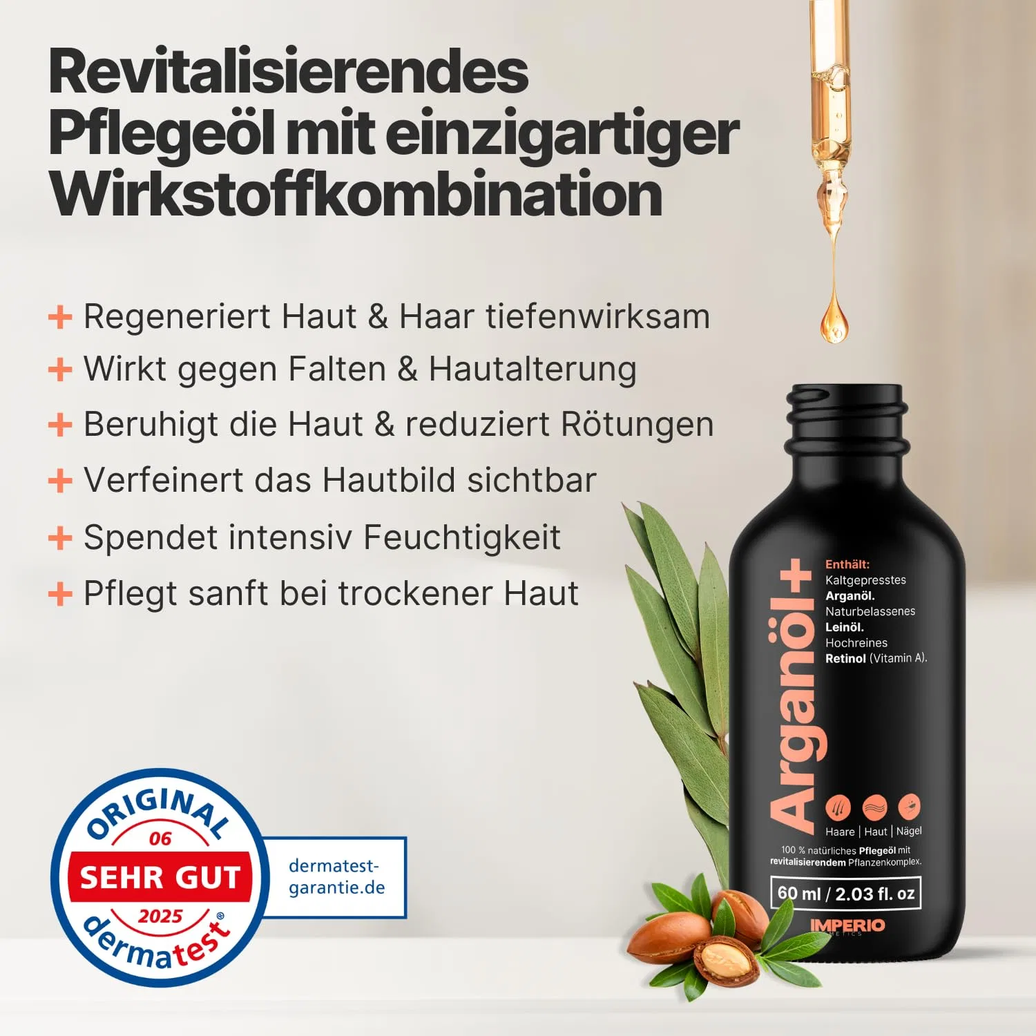 Сыворотка Imperio — Масло Argan Oil холодного отжима с ретинолом, 60 мл — фото 3