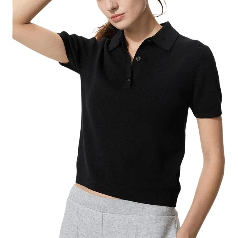 UNIQLO Футболка-поло женская SS26 черная