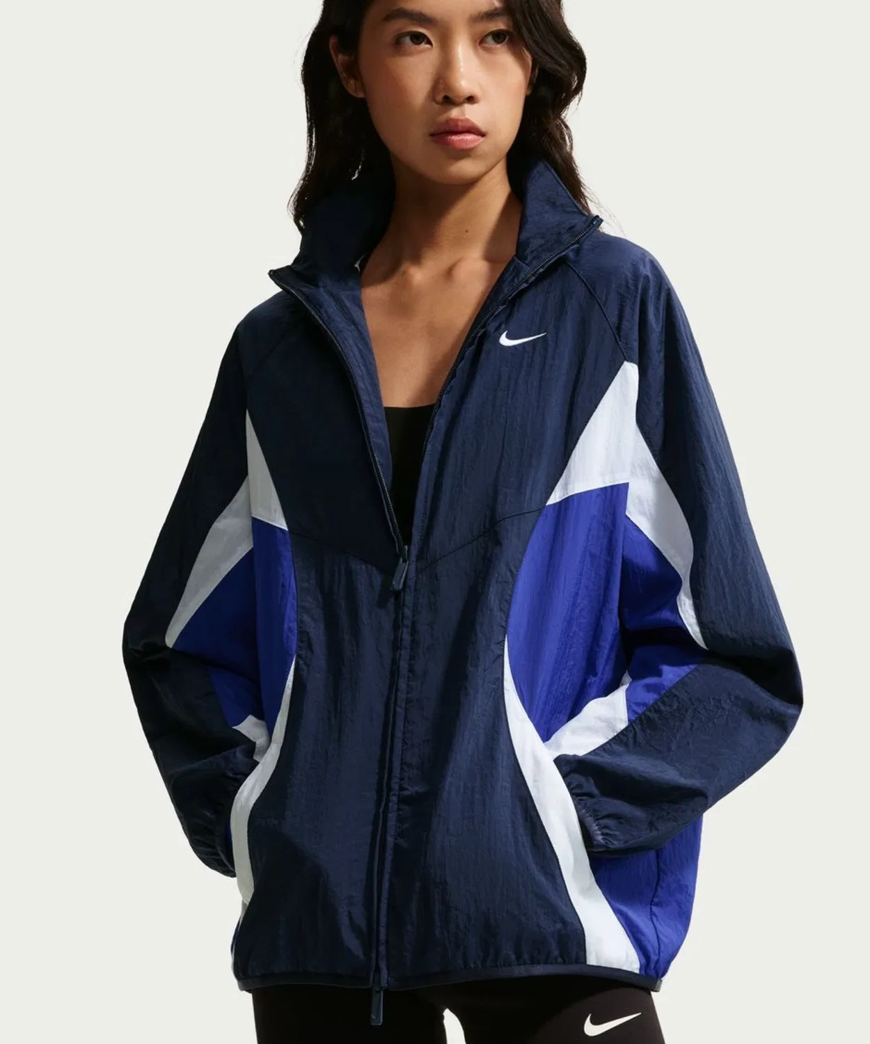 Женская нейлоновая куртка с логотипом NIKE, Navy